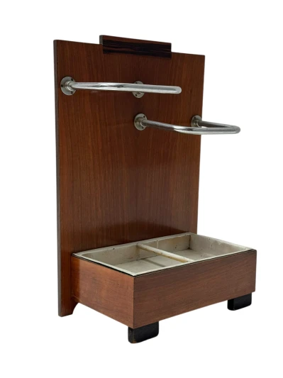 Walnut Art Deco Modernist Umbrella Stand, 1930s